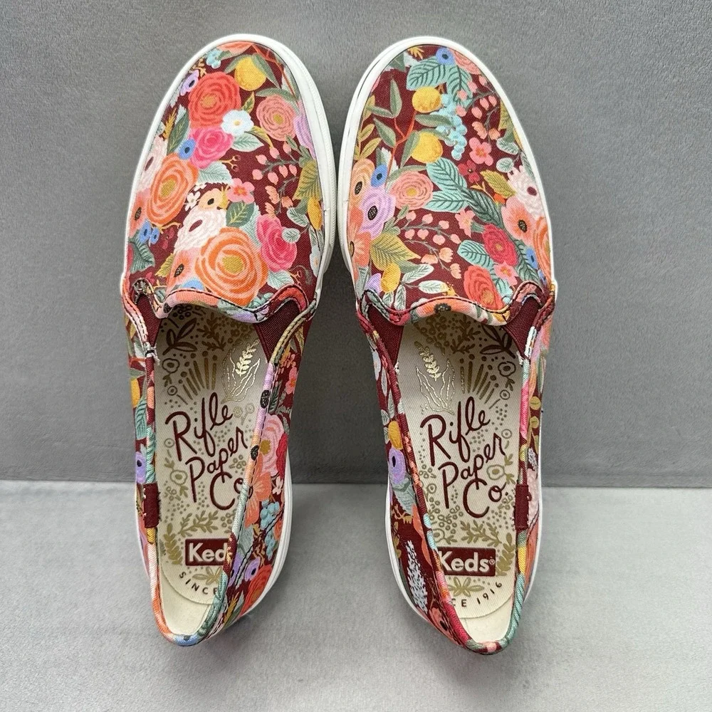 Keds x Rifle Paper Co Double Decker Womens Size 7 (W)‎ Shoes Burgundy Floral